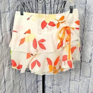 VON MOZART Floral Ruffled Mini Skirt‎ Large